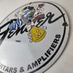 Vintage Fender Sign – Guitars Amplifiers Music Porcelain Gas Station Sign - Image 13