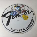 Vintage Fender Sign – Guitars Amplifiers Music Porcelain Gas Station Sign - Image 15