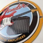 Vintage Fender Sign – Music Guitars Amplifiers Porcelain Advertisement Sign - Image 12