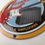 Vintage Fender Sign – Music Guitars Amplifiers Porcelain Advertisement Sign - Image 13