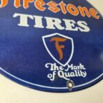 Vintage Firestone Tires Porcelain Sign – Mark of Quality Logo Sign - Image 11
