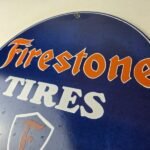 Vintage Firestone Tires Porcelain Sign – Mark of Quality Logo Sign - Image 12