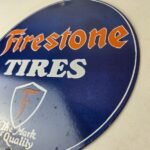 Vintage Firestone Tires Porcelain Sign – Mark of Quality Logo Sign - Image 13