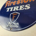 Vintage Firestone Tires Porcelain Sign – Mark of Quality Logo Sign - Image 14