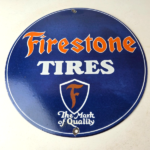 Vintage Firestone Tires Porcelain Sign – Mark of Quality Logo Sign - Image 15