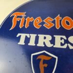 Vintage Firestone Tires Porcelain Sign – Mark of Quality Logo Sign - Image 3
