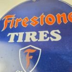 Vintage Firestone Tires Porcelain Sign – Mark of Quality Logo Sign - Image 4