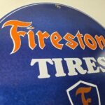 Vintage Firestone Tires Porcelain Sign – Mark of Quality Logo Sign - Image 5
