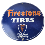 Vintage Firestone Tires Porcelain Sign – Mark of Quality Logo Sign - Image 2