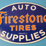 Vintage Firestone Tires Sign – Auto Supplies Gas Pump Porcelain Sign