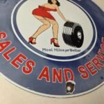 Vintage Firestone Tires Sign – Auto Tyres Sales Service Gas Pump Porcelain Sign - Image 11