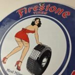 Vintage Firestone Tires Sign – Auto Tyres Sales Service Gas Pump Porcelain Sign - Image 12