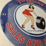 Vintage Firestone Tires Sign – Auto Tyres Sales Service Gas Pump Porcelain Sign - Image 6