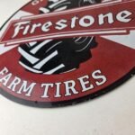 Vintage Firestone Tires Sign – Ground Grip Farm Sales Service Gas Porcelain Sign - Image 14