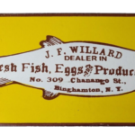 Vintage Fish Eggs Produce Sign – Willard Dealer Porcelain Advertising Sign