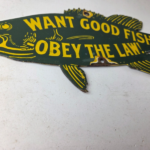 Vintage Fishing Obey Law Sign – Fish Wildlife Signage Porcelain Gas Pump Sign - Image 11