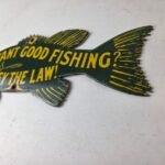 Vintage Fishing Obey Law Sign – Fish Wildlife Signage Porcelain Gas Pump Sign - Image 13