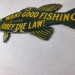 Vintage Fishing Obey Law Sign – Fish Wildlife Signage Porcelain Gas Pump Sign - Image 14