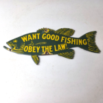 Vintage Fishing Obey Law Sign – Fish Wildlife Signage Porcelain Gas Pump Sign - Image 15