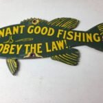 Vintage Fishing Obey Law Sign – Fish Wildlife Signage Porcelain Gas Pump Sign - Image 4