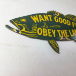 Vintage Fishing Obey Law Sign – Fish Wildlife Signage Porcelain Gas Pump Sign - Image 6