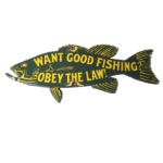 Vintage Fishing Obey Law Sign – Fish Wildlife Signage Porcelain Gas Pump Sign