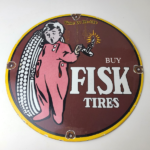 Vintage Fisk Tires Sign – Automobile Car Sales Service Gas Pump Porcelain Sign - Image 13
