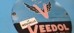 VINTAGE FLYING A GASOLINE PORCELAIN VEEDOL MOTOR OIL SERVICE GAS PUMP PLATE SIGN - Image 6