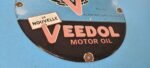 VINTAGE FLYING A GASOLINE PORCELAIN VEEDOL MOTOR OIL SERVICE GAS PUMP PLATE SIGN - Image 7
