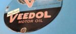 VINTAGE FLYING A GASOLINE PORCELAIN VEEDOL MOTOR OIL SERVICE GAS PUMP PLATE SIGN - Image 10