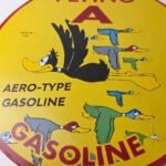 Vintage Flying A Gasoline Sign – Aviation Ducks Porcelain Gas Service Pump Sign - Image 4