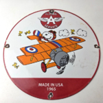 Vintage Flying A Gasoline Sign – Aviation Snoopy Porcelain Gas Pump Sign - Image 15