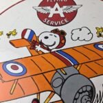 Vintage Flying A Gasoline Sign – Aviation Snoopy Porcelain Gas Pump Sign - Image 3