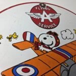 Vintage Flying A Gasoline Sign – Aviation Snoopy Porcelain Gas Pump Sign - Image 5