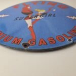 Vintage Flying A Gasoline Sign – Aviation Super Girl Porcelain Gas Pump Sign - Image 11