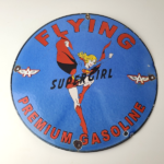 Vintage Flying A Gasoline Sign – Aviation Super Girl Porcelain Gas Pump Sign - Image 12
