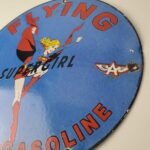 Vintage Flying A Gasoline Sign – Aviation Super Girl Porcelain Gas Pump Sign - Image 9