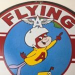 Vintage Flying A Gasoline Sign – Porcelain Aviation Service Hang Glider Sign - Image 3