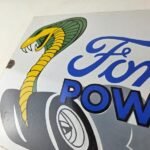 Vintage Ford Power Sign – Cobra Jet Sales Service Gas Oil Porcelain Sign - Image 12