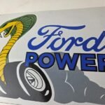 Vintage Ford Power Sign – Cobra Jet Sales Service Gas Oil Porcelain Sign - Image 4