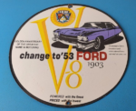 Vintage Ford Sign – Porcelain V8 Automobile Parts Service Gas Pump Sign