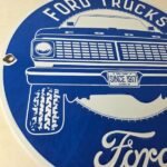 Vintage Ford Trucks Service Porcelain Sign – Gas Pump Porcelain Auto Sign - Image 6