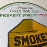 Vintage Forest Service Gas Pump Sign – Smokey the Bear Porcelain Sign - Image 5