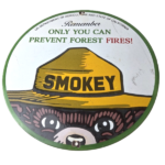 Vintage Forest Service Gas Pump Sign – Smokey the Bear Porcelain Sign