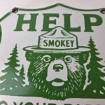 Vintage Forest Service Porcelain Sign – Help Smokey Bear Prevent Fires Ad Sign - Image 3