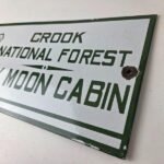 Vintage Forest Service Sign – Honey Moon Cabin Porcelain National Park Gas Sign - Image 11