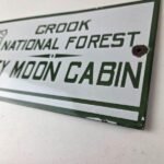 Vintage Forest Service Sign – Honey Moon Cabin Porcelain National Park Gas Sign - Image 12
