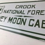 Vintage Forest Service Sign – Honey Moon Cabin Porcelain National Park Gas Sign - Image 13