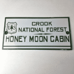 Vintage Forest Service Sign – Honey Moon Cabin Porcelain National Park Gas Sign - Image 15