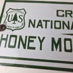 Vintage Forest Service Sign – Honey Moon Cabin Porcelain National Park Gas Sign - Image 3